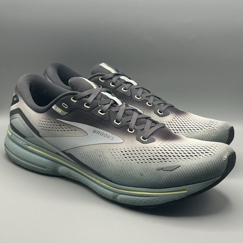 2023 Brooks Ghost 15 Gray Green Running Athletic Shoes - Men's Size 15 USED